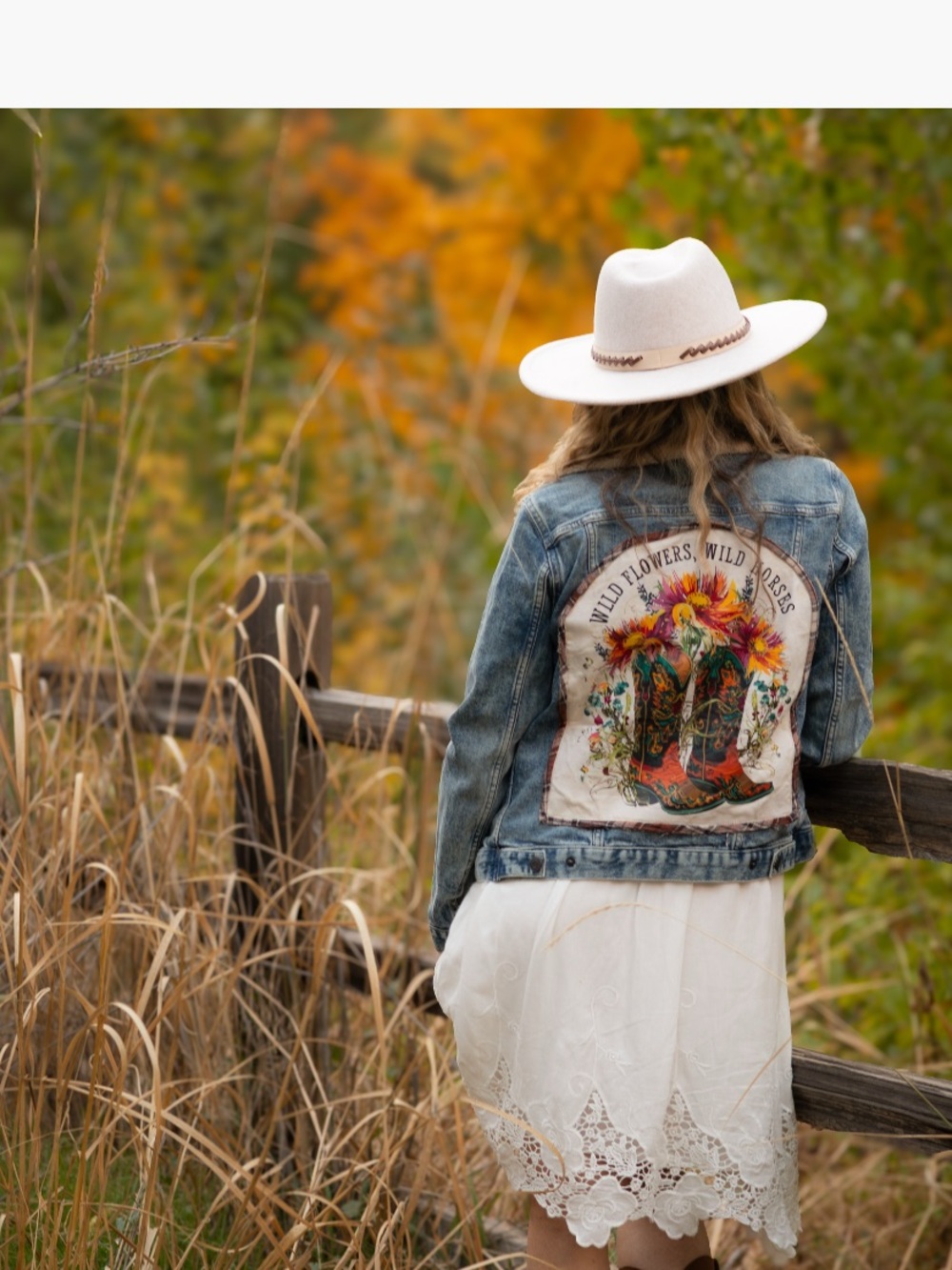 Custom GAP 1969 Sherpa Denim Jacket Western Wild Horses Patch S